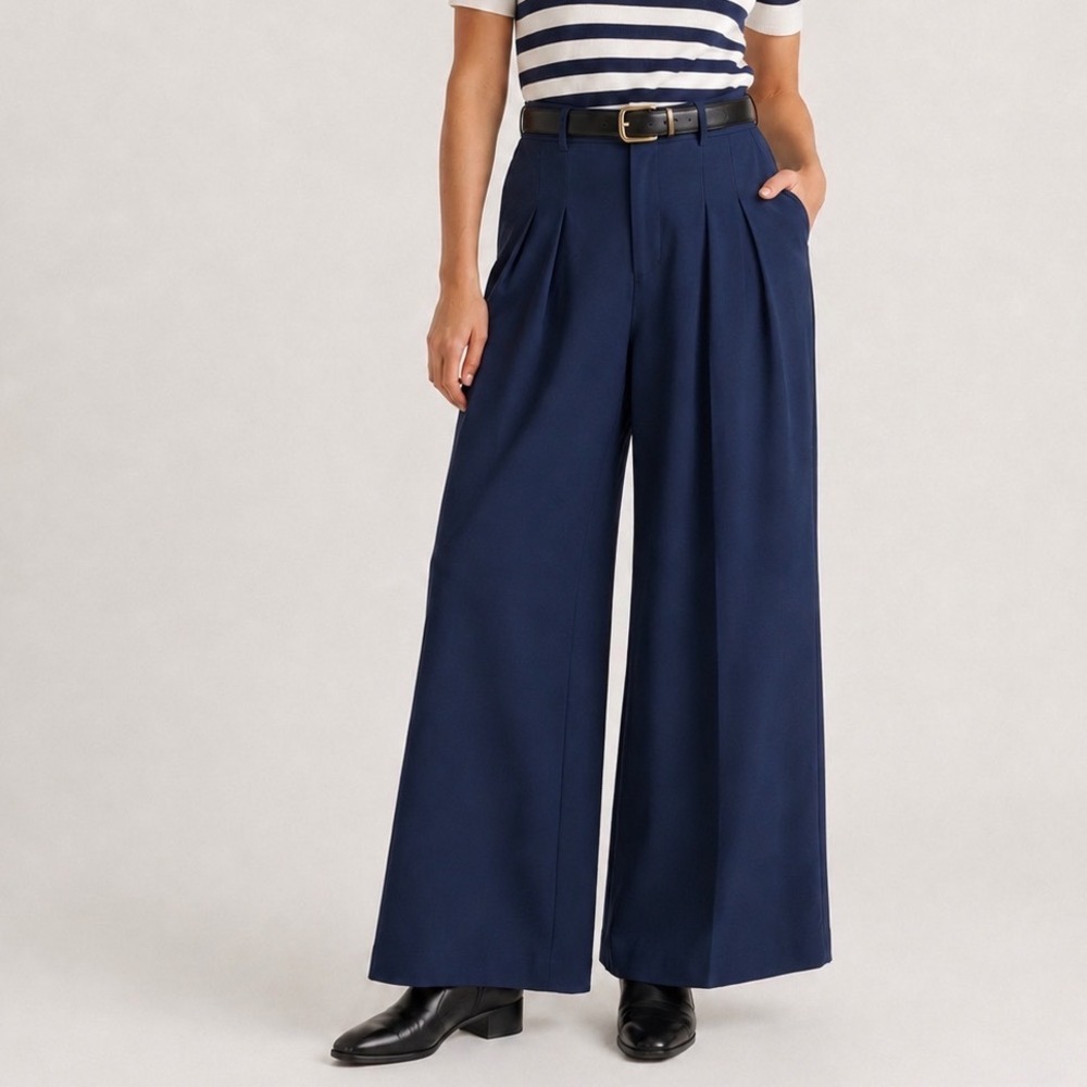Universal Standard Wide Leg Pants‎ Women's US 2-4 Navy Workwear Minimalist